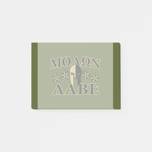 Molon Labe Spartan 5 stars Olive Green Post-it Notes (Front)
