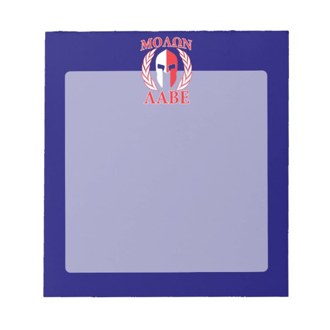 Molon Labe Spartan Armor Laurels Tri Color Notepad (Front)
