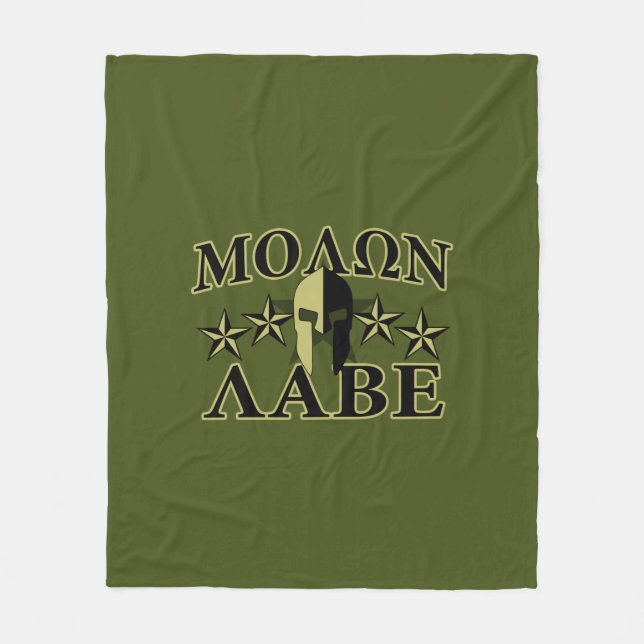 Molon Labe Spartan Helmet 5 stars Fleece Blanket (Front)