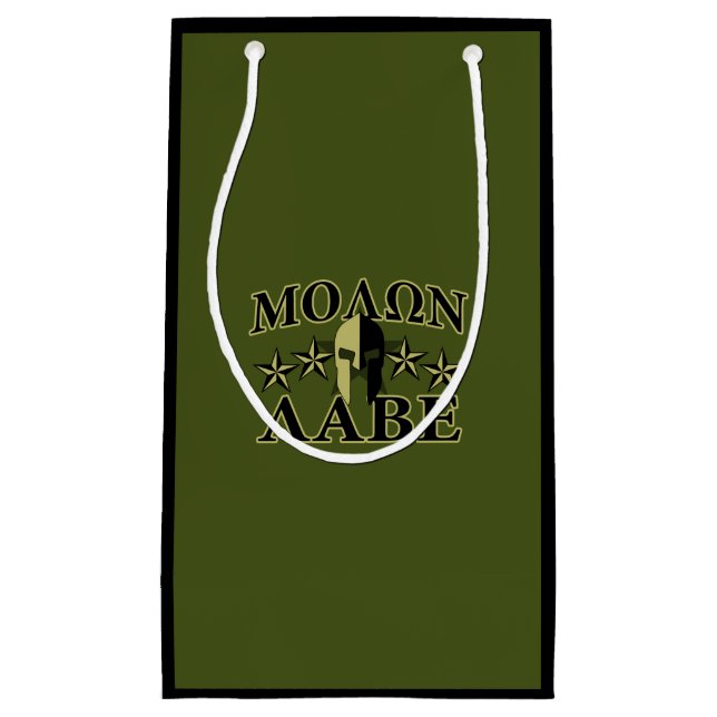Molon Labe Spartan Helmet 5 stars Small Gift Bag (Front)