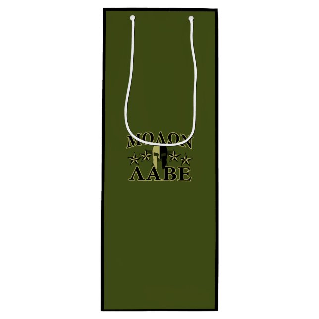 Molon Labe Spartan Helmet 5 stars Wine Gift Bag (Front)