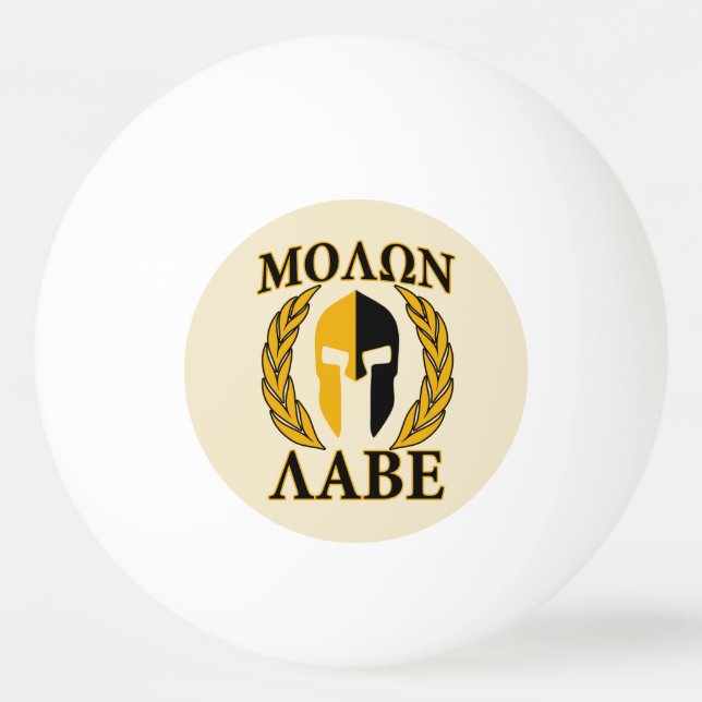 Molon Labe Spartan Helmet Laurels Black Ping Pong Ball (Front)