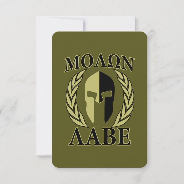 Molon Labe Spartan Helmet Laurels Olive Green (Front)