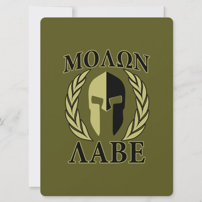 Molon Labe Spartan Helmet Laurels Olive Green (Front)