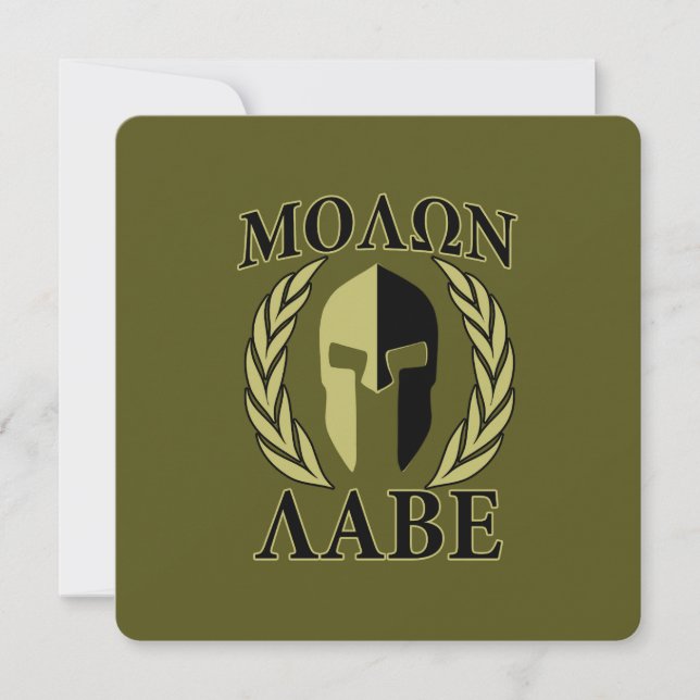 Molon Labe Spartan Helmet Laurels Olive Green (Front)
