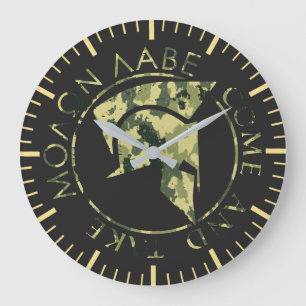 Molon Labe Spartan Helmet Military Camo Large Clock