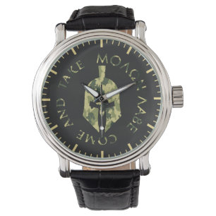 Molon Labe Spartan Helmet Military Camo Men's Watch