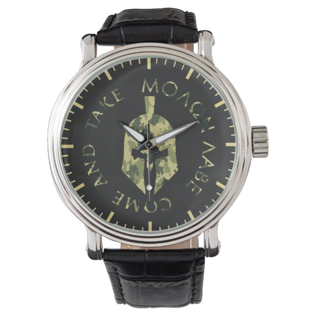 Molon Labe Spartan Helmet Military Camo Men's Watch (Front)