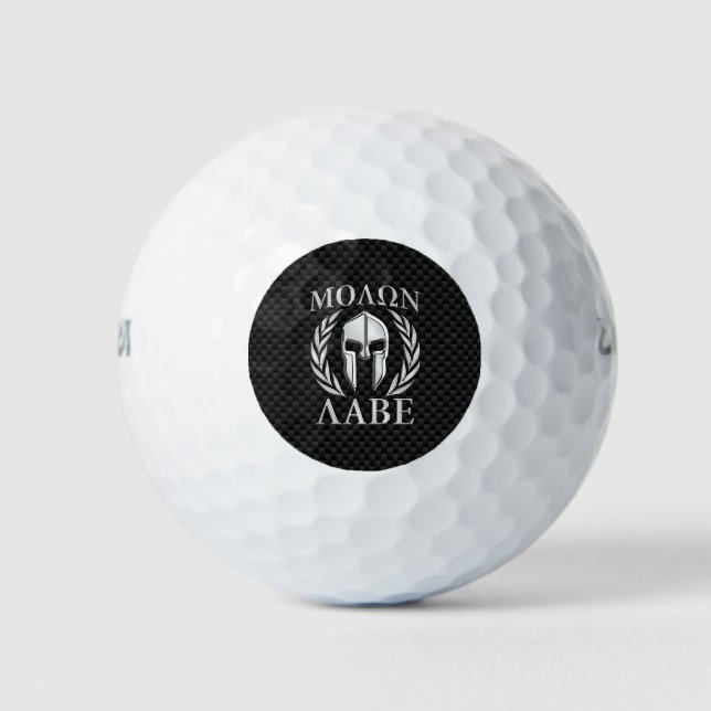 Molon Labe Spartan in Chrome Carbon Fibre Style Golf Balls (Front)
