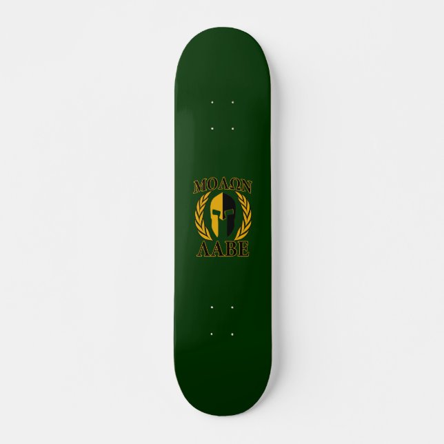Molon Labe Spartan Laurels Forest Green Decor Skateboard (Front)