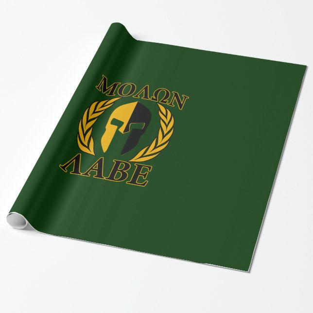 Molon Labe Spartan Laurels on Forest Green Wrapping Paper (Unrolled)