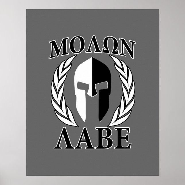 Molon Labe Spartan Mask Armour Laurels Monochrome Poster (Front)
