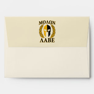 Molon Labe Spartan Mask Laurels Beige Accent Envelope