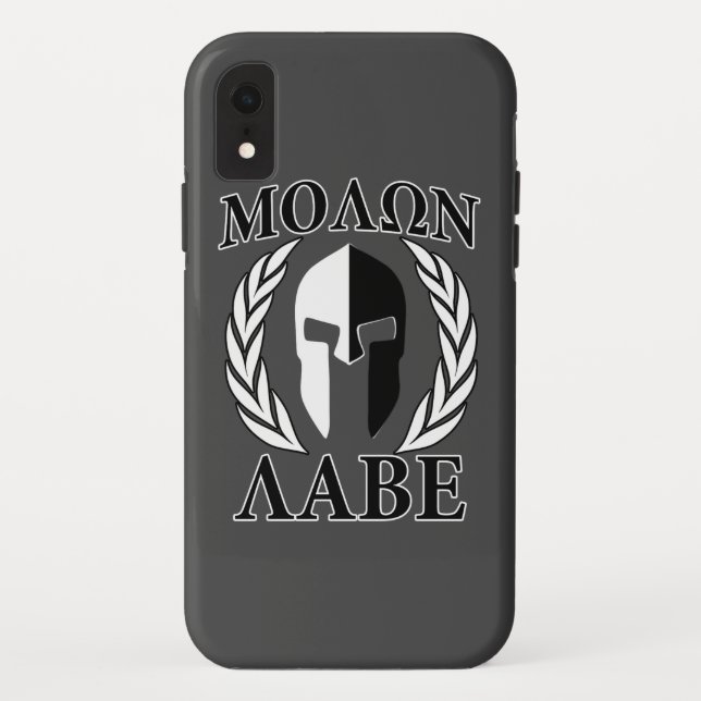 Molon Labe Spartan Mask Laurels Black & White Case-Mate iPhone Case (Back)
