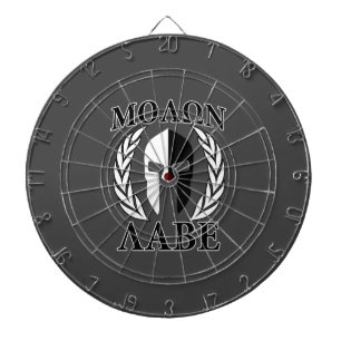 Molon Labe Spartan Mask Laurels Black & White Dartboard
