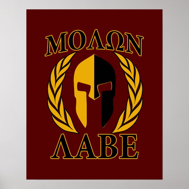 Molon Labe Spartan Mask Laurels Burgundy Poster (Front)