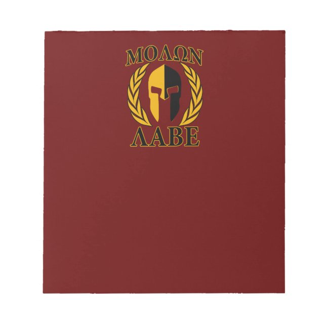 Molon Labe Spartan Mask Laurels Burgundy Red Notepad (Front)