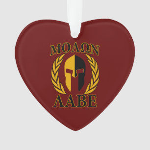 Molon Labe Spartan Mask Laurels Burgundy Red Ornament
