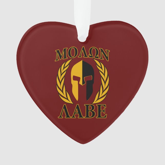 Molon Labe Spartan Mask Laurels Burgundy Red Ornament (Front)