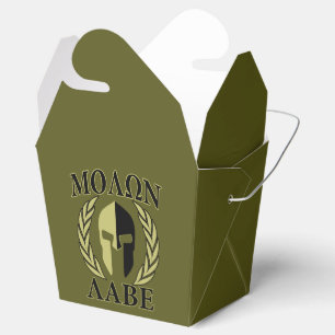 Molon Labe Spartan Mask Laurels Olive Green Favour Box