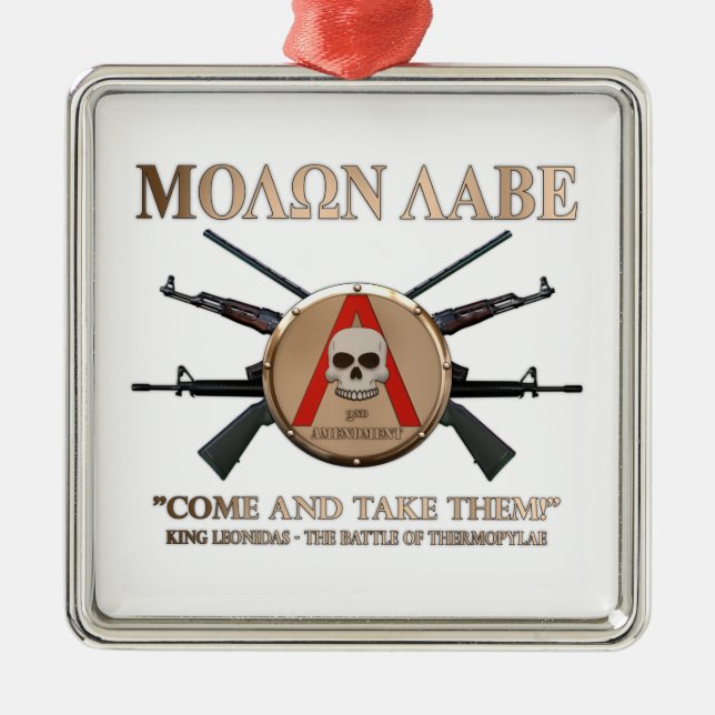 Molon Labe - Spartan Shield Metal Tree Decoration (Front)