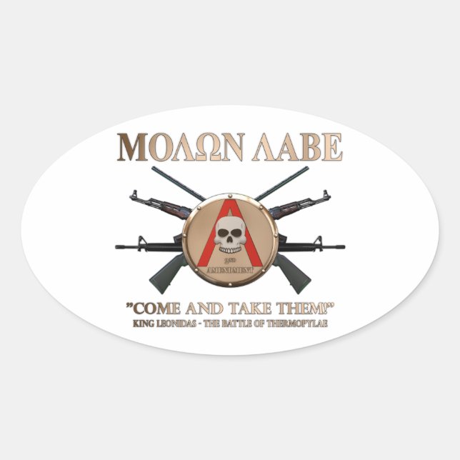 Molon Labe - Spartan Shield Oval Sticker (Front)