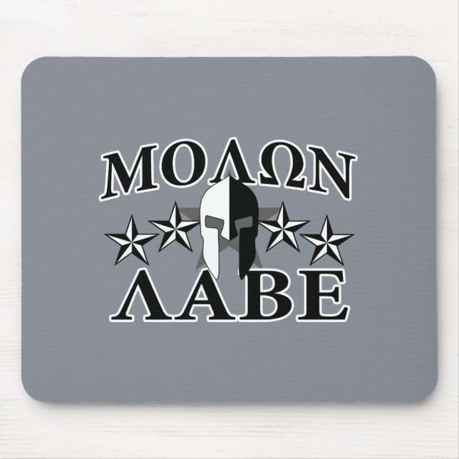 Molon Labe Spartan Warrior 5 stars Black White Mouse Mat (Front)