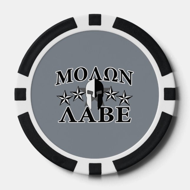 Molon Labe Spartan Warrior 5 stars Black White Poker Chips (Front)