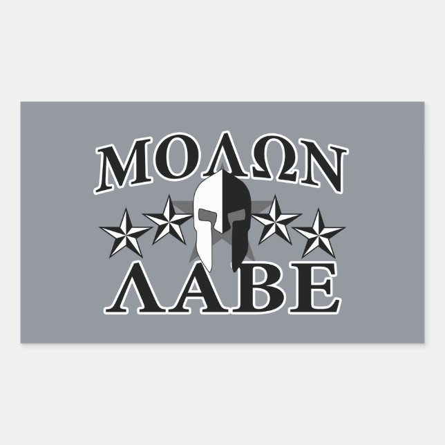 Molon Labe Spartan Warrior 5 stars Black White Rectangular Sticker (Front)