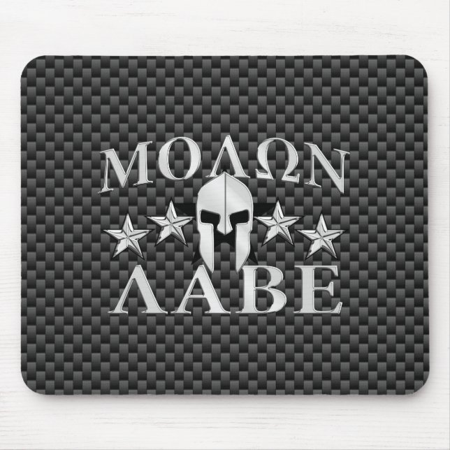 Molon Labe Spartan Warrior 5 stars Carbon Mouse Mat (Front)