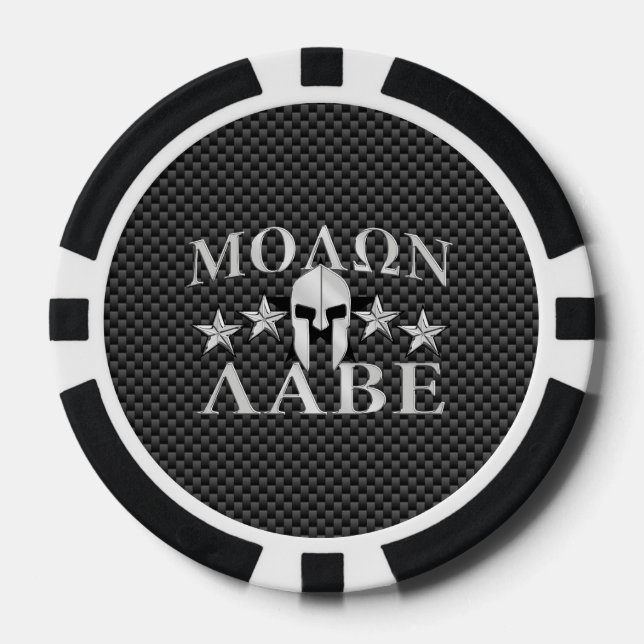 Molon Labe Spartan Warrior 5 stars Carbon Poker Chips (Front)