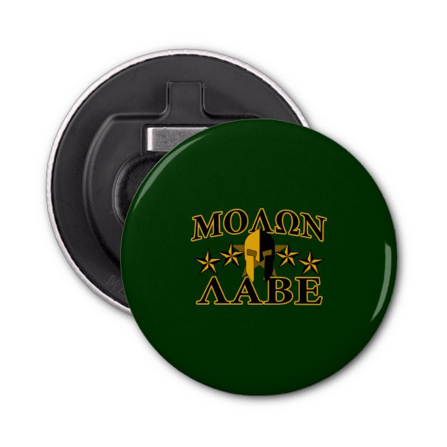 Molon Labe Spartan Warrior 5 stars green Bottle Opener (Front)