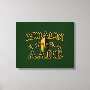 Molon Labe Spartan Warrior 5 stars green Canvas Print