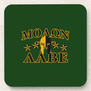 Molon Labe Spartan Warrior 5 stars green Coaster