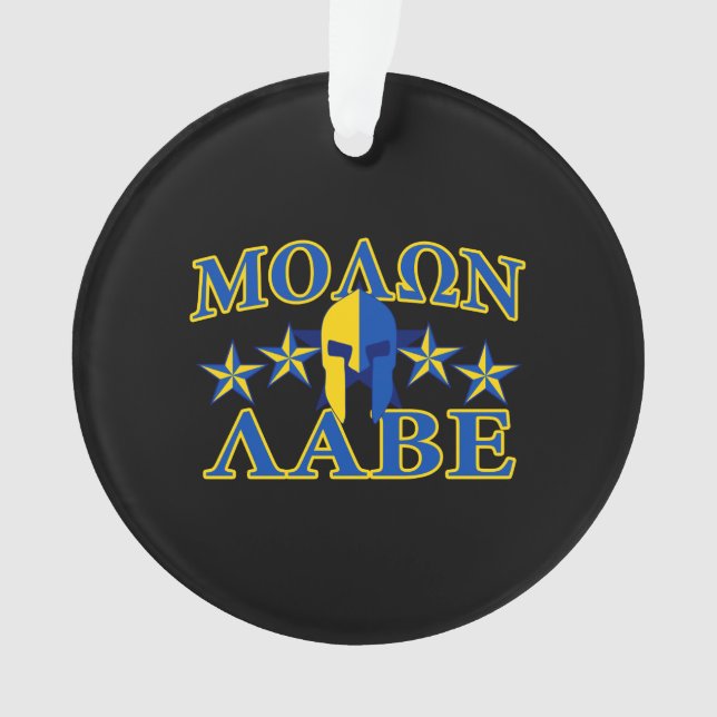 Molon Labe Spartan Warrior 5 stars Yellow Blue Ornament (Front)