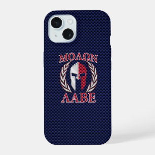 Molon Labe Spartan Warrior Carbon Fiber Chrome iPhone 15 Case