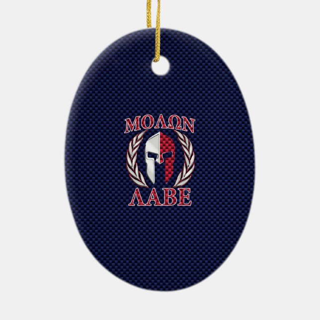 Molon Labe Spartan Warrior Carbon Fibre Chrome Ceramic Tree Decoration (Back)