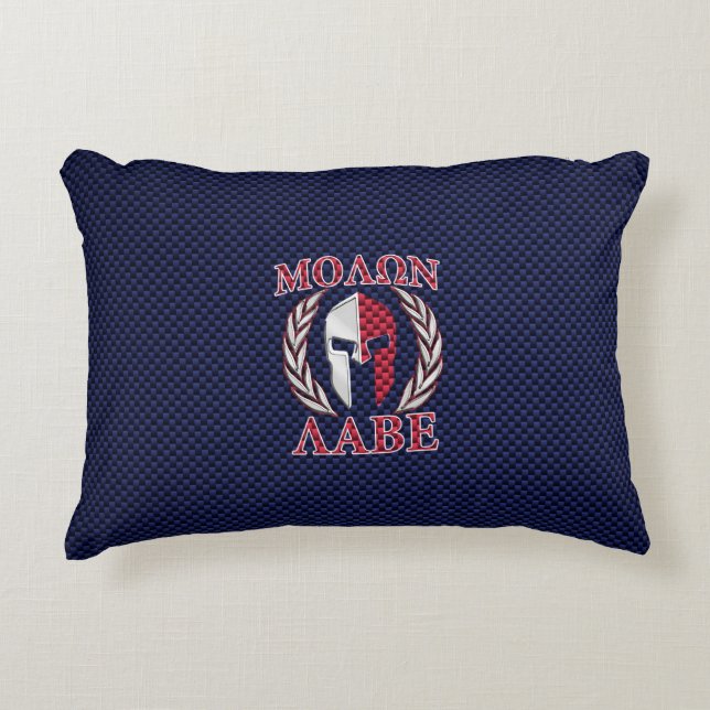 Molon Labe Spartan Warrior Carbon Fibre Chrome Decorative Cushion (Front)