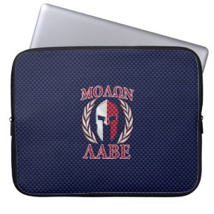 Molon Labe Spartan Warrior Carbon Fibre Chrome Laptop Sleeve