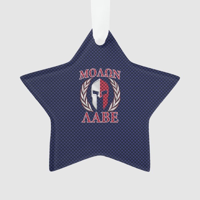 Molon Labe Spartan Warrior Carbon Fibre Chrome Ornament (Front)