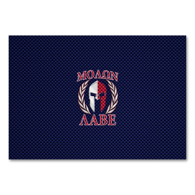 Molon Labe Spartan Warrior Carbon Fibre Print Table Number (Front)
