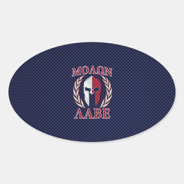 Molon Labe Spartan Warrior Carbon Fibre Style Oval Sticker (Front)