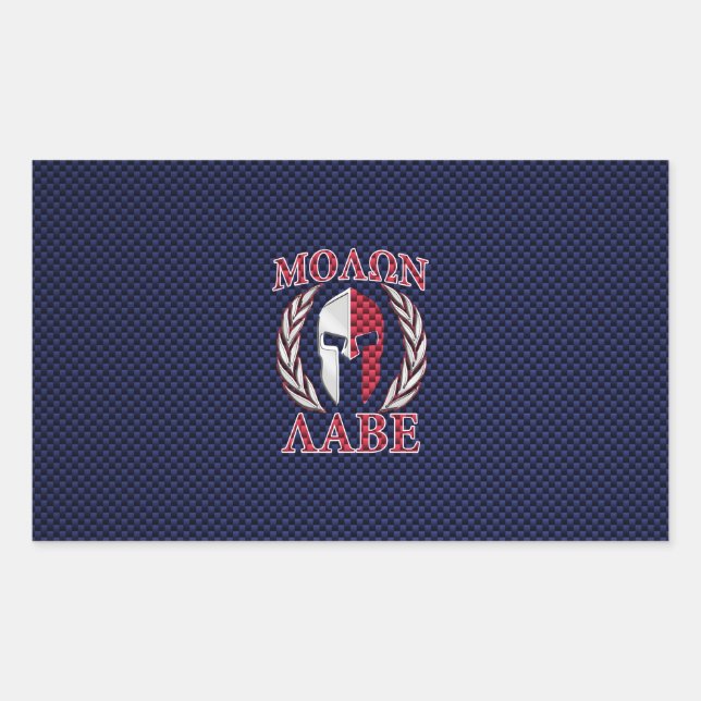 Molon Labe Spartan Warrior Carbon Fibre Style Rectangular Sticker (Front)