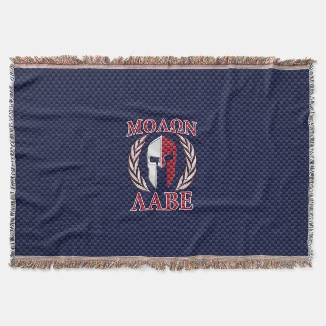 Molon Labe Spartan Warrior Carbon Fibre Style Throw Blanket (Front)