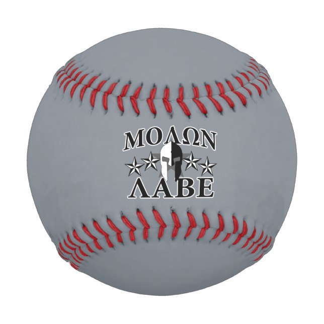 Molon Labe Spartan Warrior Helmet 5 stars B&W Baseball (Front)
