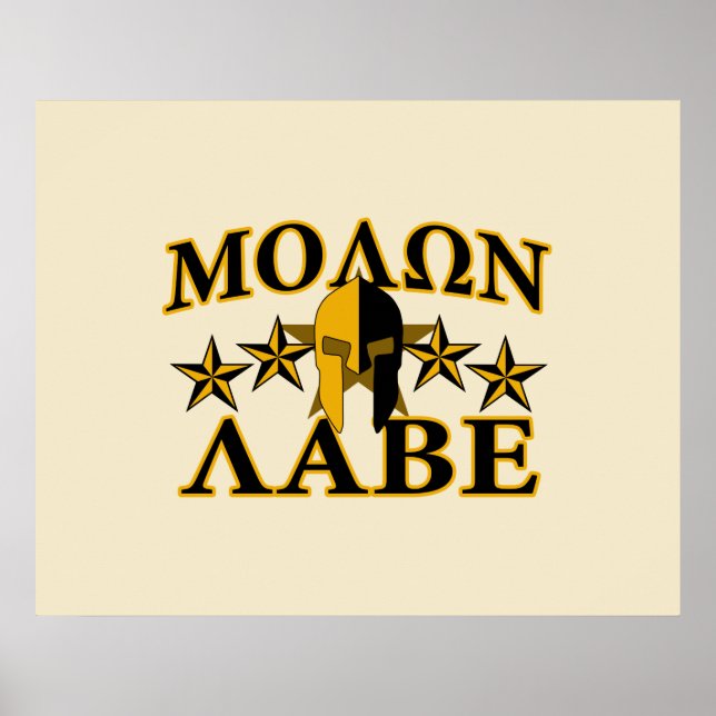 Molon Labe Spartan Warrior Helmet 5 stars Golden Poster (Front)