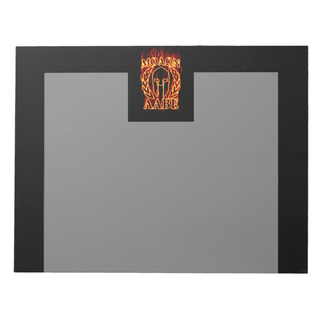 Molon Labe Spartan Warrior in Flames Notepad (Front)
