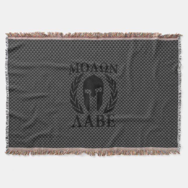 Molon Labe Spartan Warrior Laurels Carbon Decor Throw Blanket (Front)
