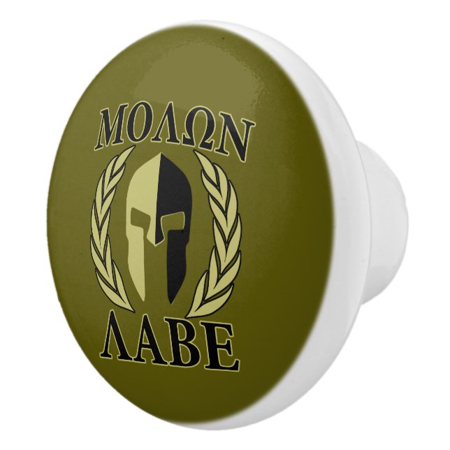Molon Labe Spartan Warrior Laurels Ceramic Knob (Right)