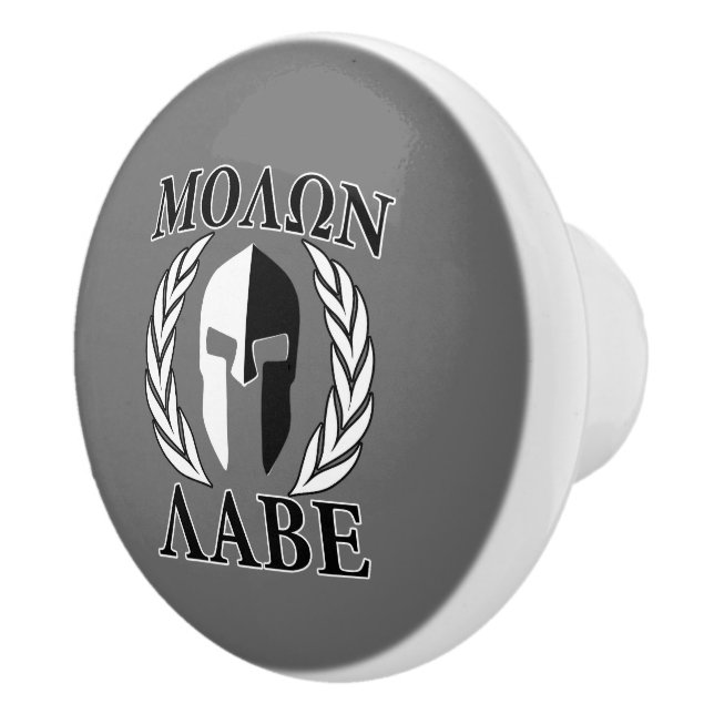 Molon Labe Spartan Warrior Laurels Ceramic Knob (Right)